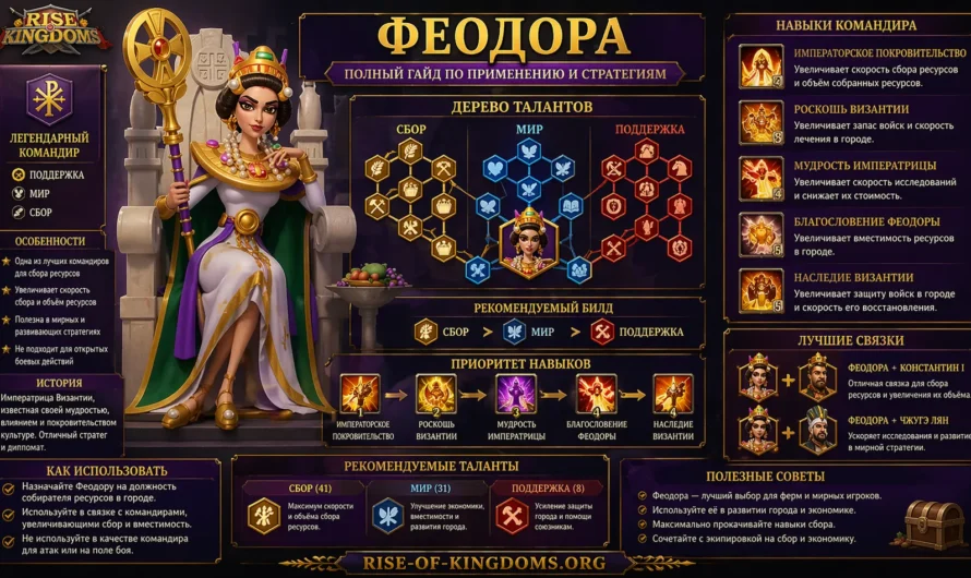Феодора в Rise of Kingdoms — Полный гайд по применению и стратегиям