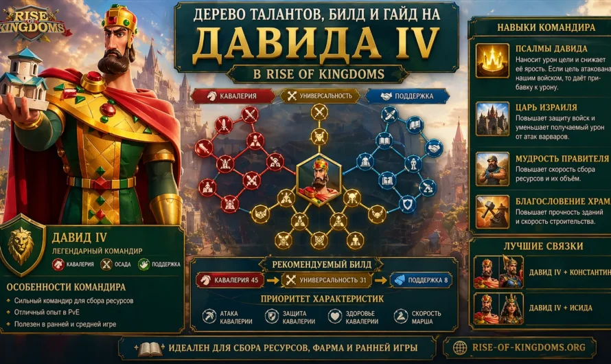 Дерево талантов, билд и гайд на Давида в Rise of Kingdoms