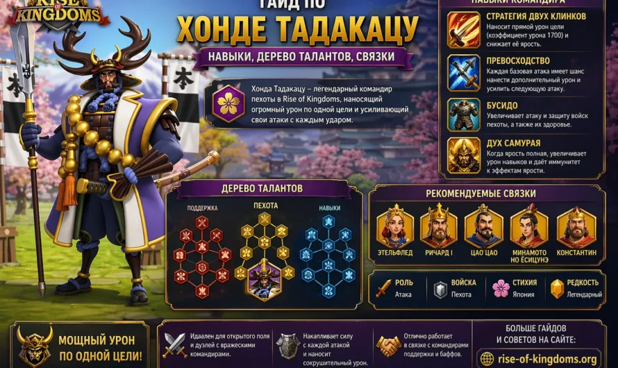 Гайд по Хонде Тадакацу: навыки, дерево талантов, связки
