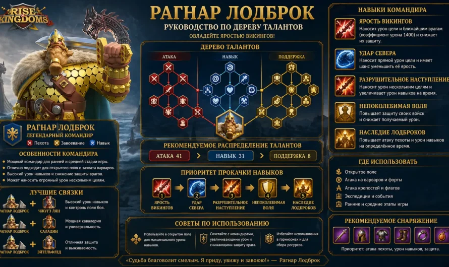 Руководство по развитию основного дерева талантов Рагнара Лодброка в Rise of Kingdoms