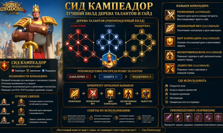 Лучший билд дерева талантов и гайд на Сида Кампеадора в Rise of Kingdoms (2026)
