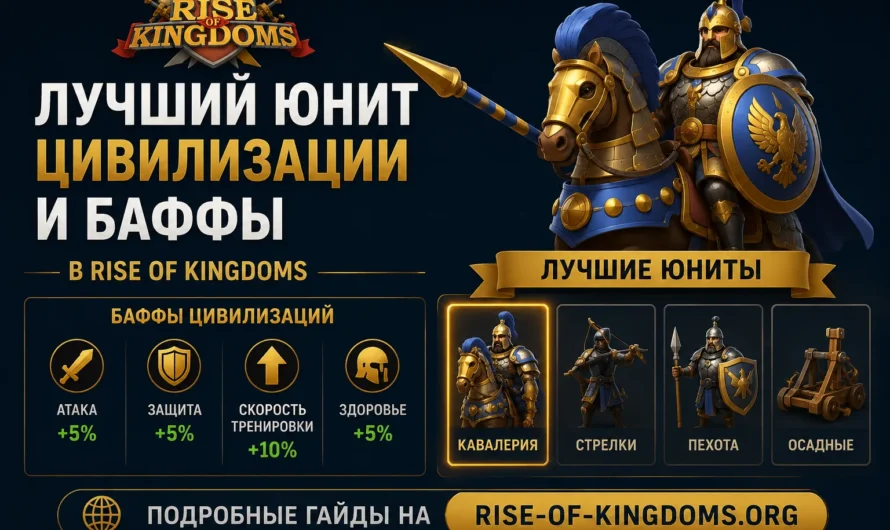 Какой лучший юнит цивилизации и набор баффов в Rise of Kingdoms?