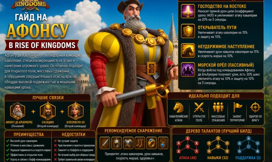 Афонсу в Rise of Kingdoms: лучший билд и дерево талантов