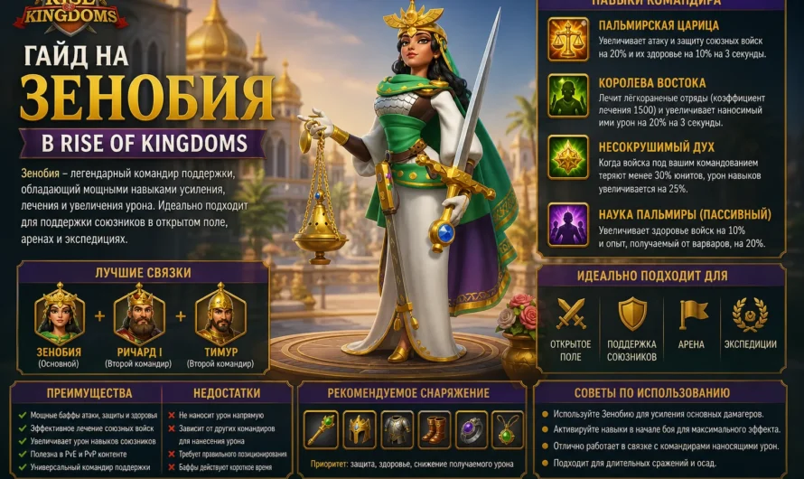 Лучший билд Зенобии в Rise of Kingdoms 2026: дерево талантов и гайд