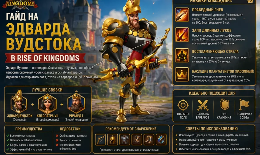 Дерево талантов, билд и гайд на Эдварда Вудстока в Rise of Kingdoms