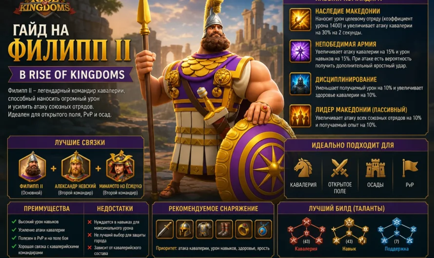 Филипп II в Rise of Kingdoms: лучший билд и дерево талантов