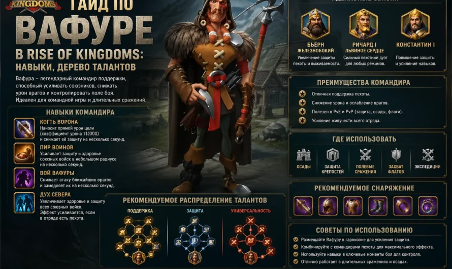Гайд по Вафуре по игре Rise of Kingdoms: навыки, дерево талантов