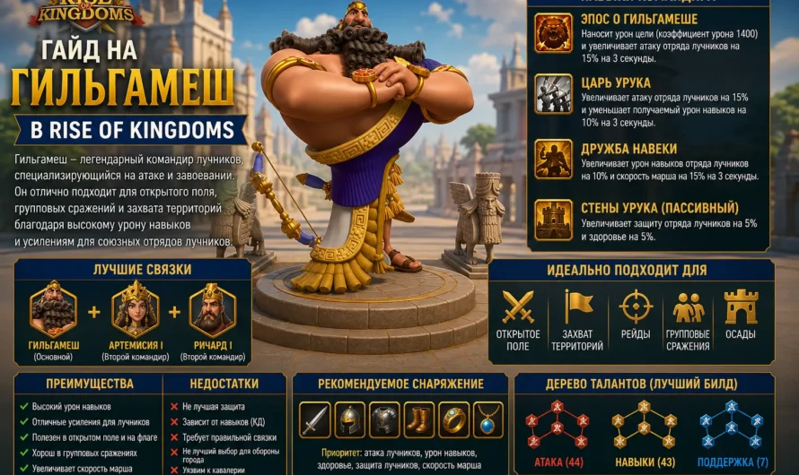Гильгамеш в Rise of Kingdoms: лучший билд и дерево талантов