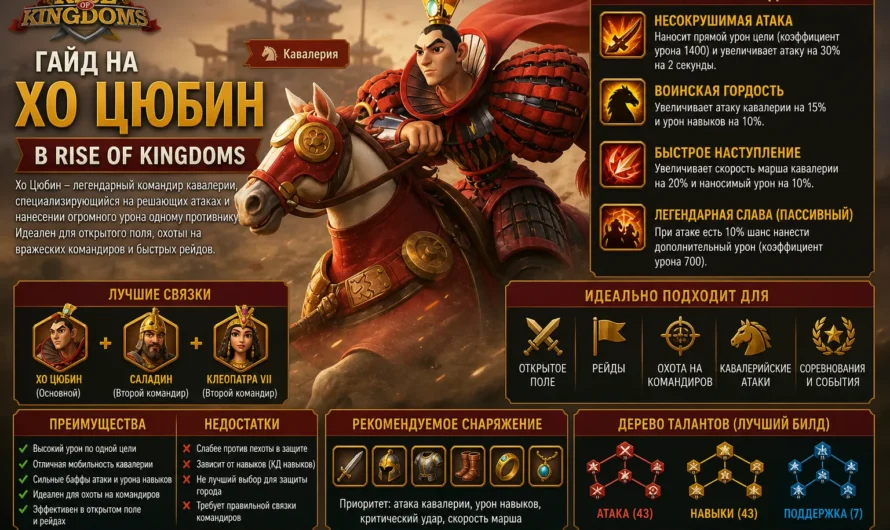 Хо Цюбин в Rise of Kingdoms: лучший билд и дерево талантов