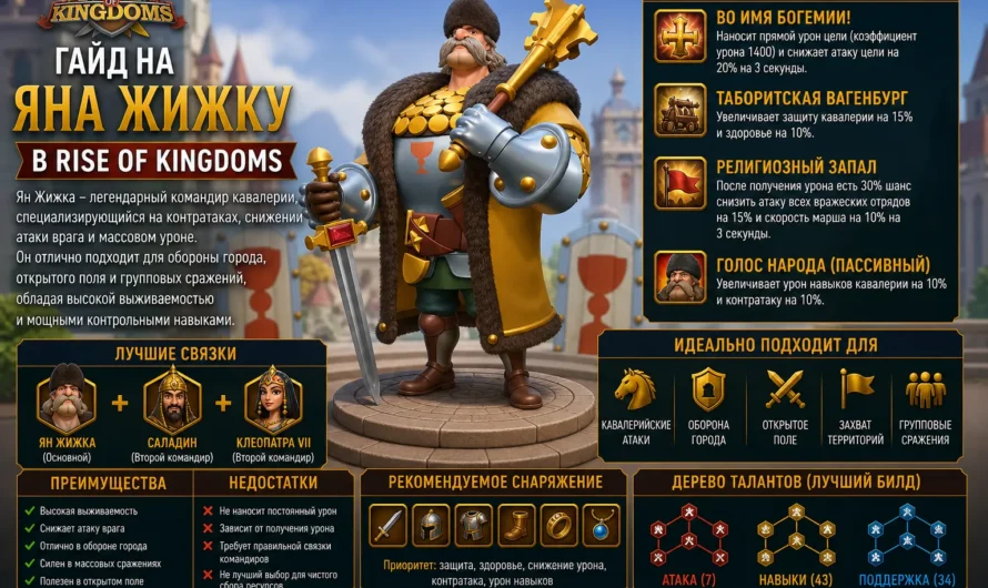 Ян Жижка в Rise of Kingdoms: лучший билд и дерево талантов