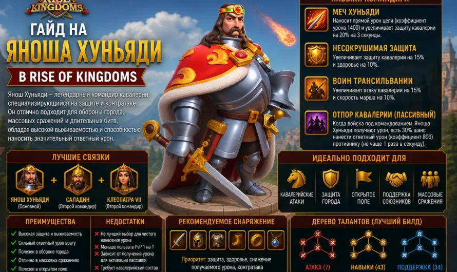 Янош Хуньяди в Rise of Kingdoms: лучший билд и дерево талантов