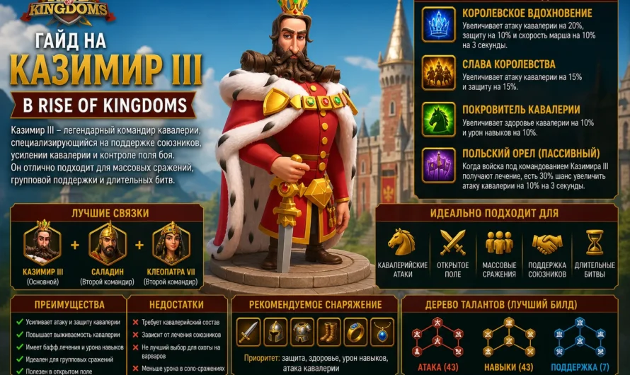 Казимир в Rise of Kingdoms: лучший билд и дерево талантов