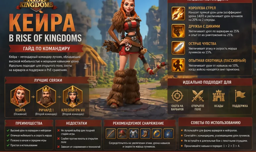 Лучшее дерево талантов и руководство по Кейре в Rise of Kingdoms 2026