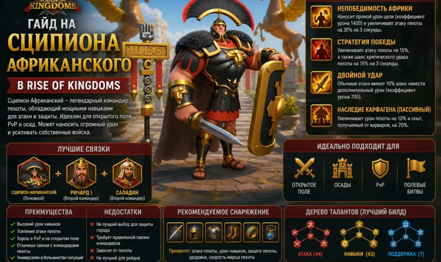 Сципион Африканский в Rise of Kingdoms: лучший билд и дерево талантов