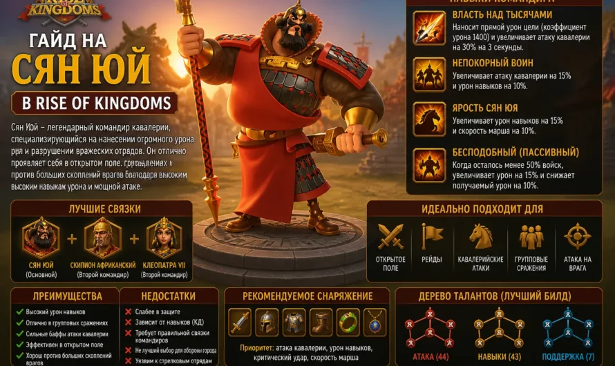 Сян Юй в Rise of Kingdoms: лучший билд и дерево талантов
