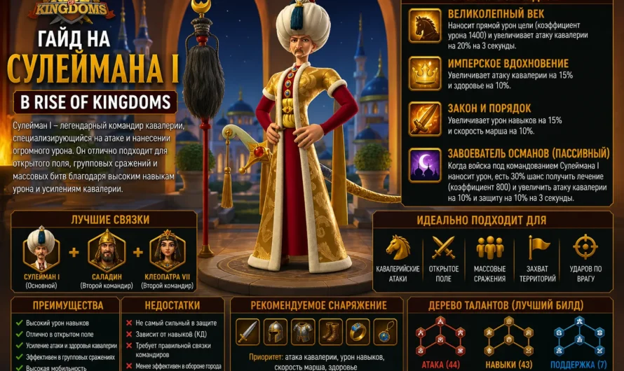 Сулейман I в Rise of Kingdoms 2026: лучший билд и дерево талантов