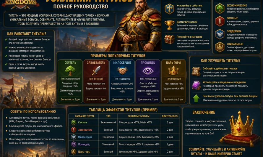 Усиления титулов в Rise of Kingdoms: руководство